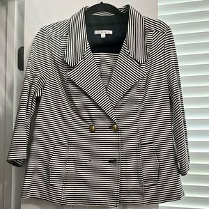 Cabi cotton black and white blazer. Missing 2 buttons size L